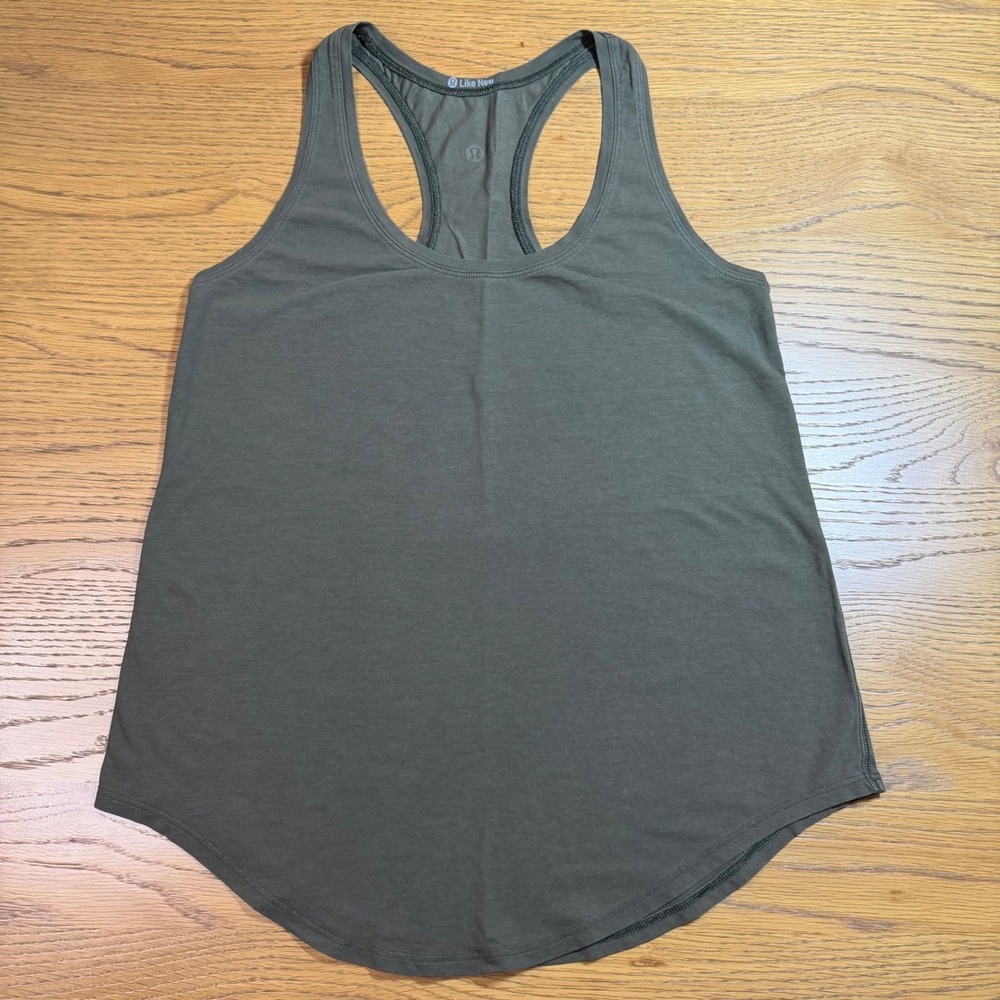 Lululemon Love Tank Top Dark Olive Green Racerback Curved Hem Size 6